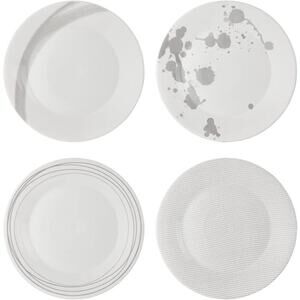 NEW Royal Doulton Pacific Stone 9" Assorted Salad Plates Gray White